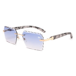 Diamond Cut Kennedy White Marble Gold | Blue