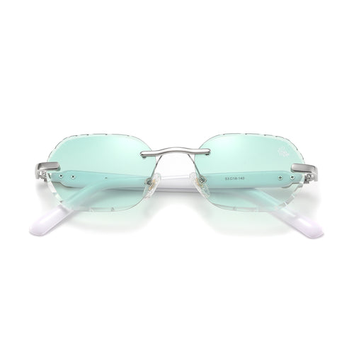 Diamond Cut Willow Green Silver | White