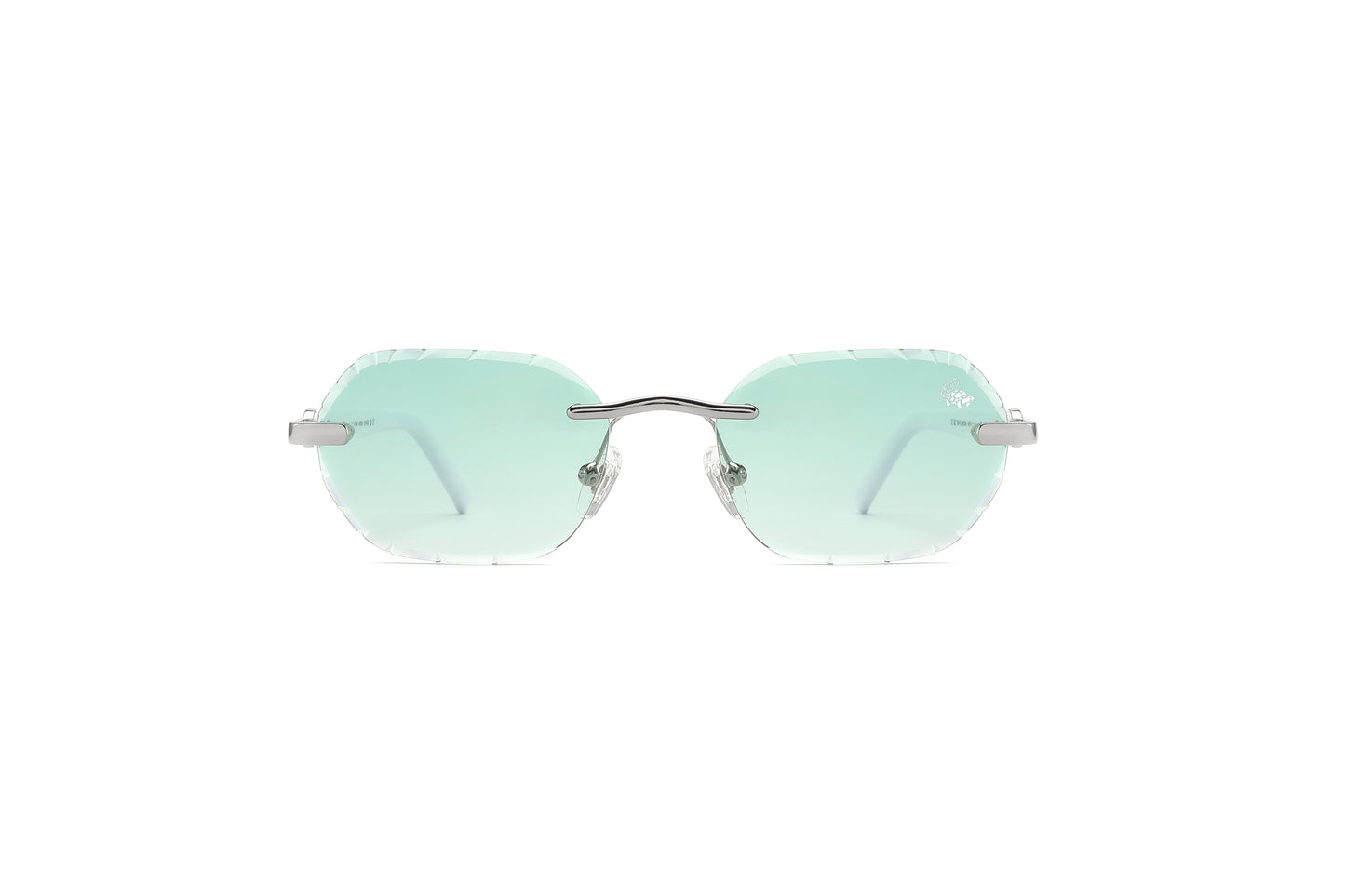 Diamond Cut Willow Green Silver | White