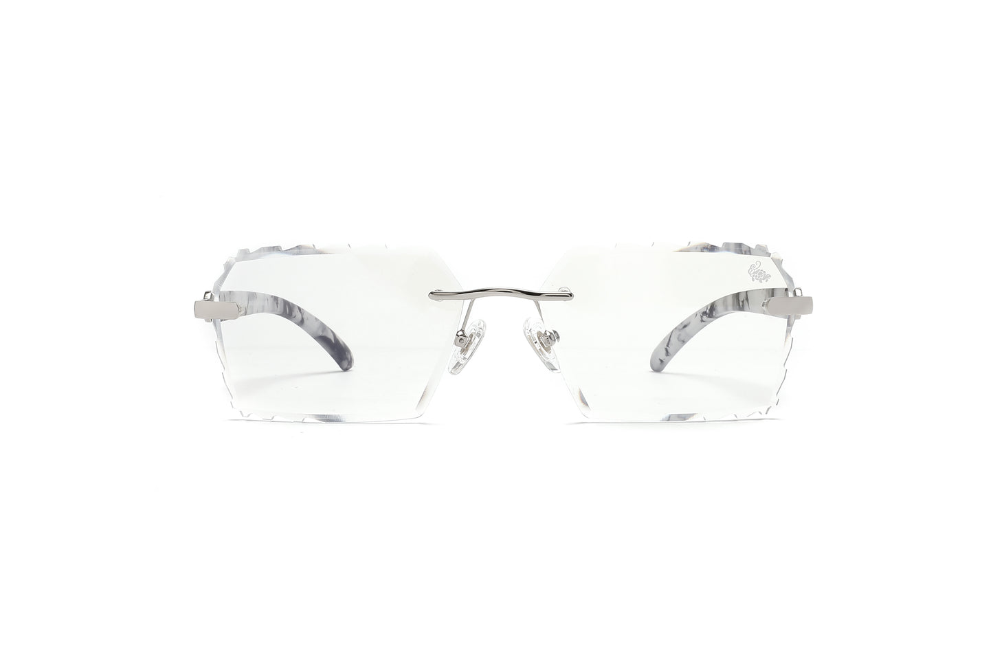 Diamond Cut Kennedy White Marble Silver | Anti Blue