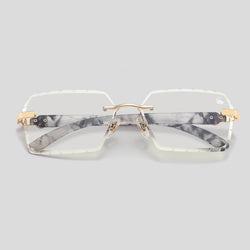 Diamond Cut Kennedy White Marble Gold | Anti Blue