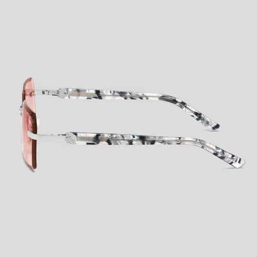 Kennedy White Marble Silver | Burnt Red