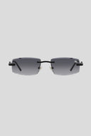 Belvoir&Co Diamond Cut Mabel black rimless sunglasses with smoke lenses