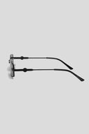 Belvoir&Co Diamond Cut Mabel black rimless sunglasses with smoke lenses