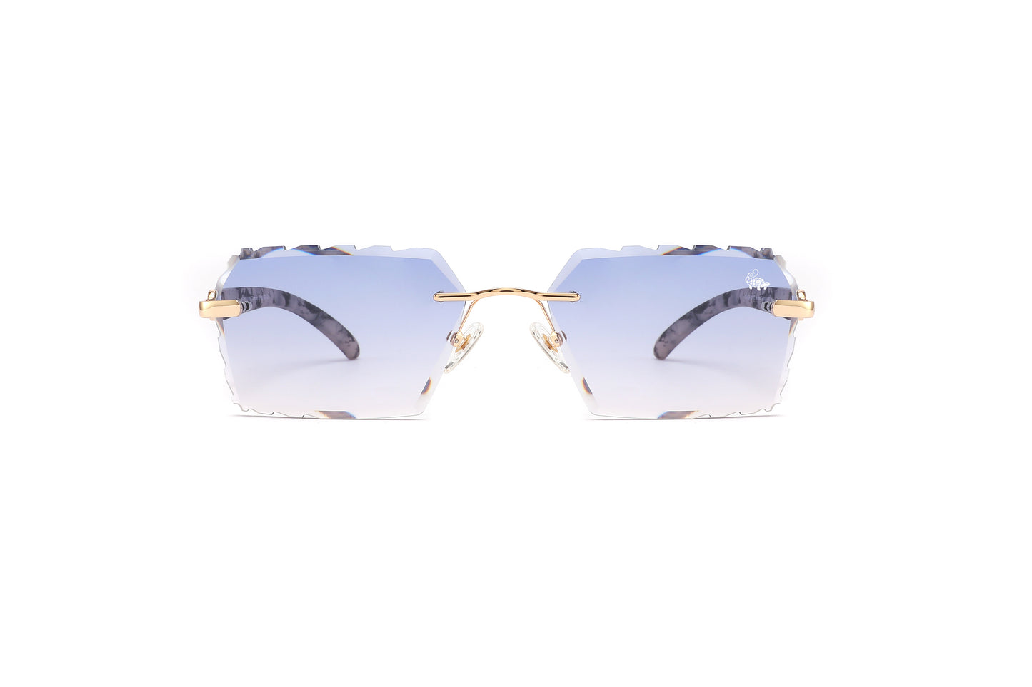 Diamond Cut Kennedy White Marble Gold | Blue