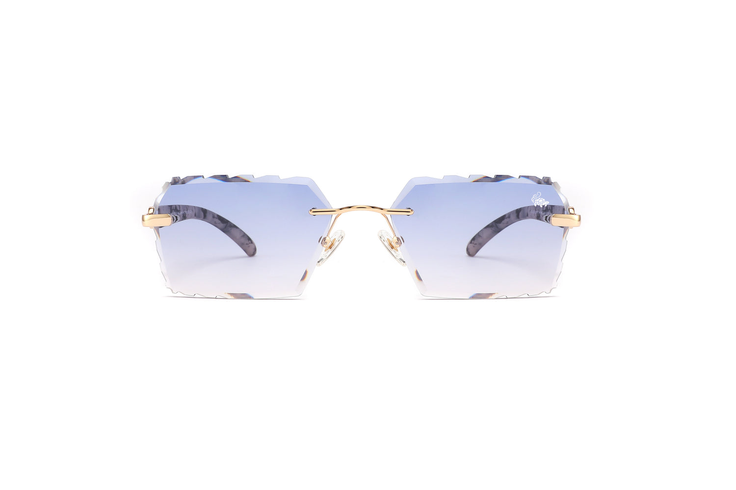 Diamond Cut Kennedy White Marble Gold | Blue